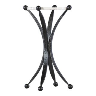 Matthew Izzo Home Jack Hand Hammered Iron Base & Marble Top Round Side Table - Small Size For Sale