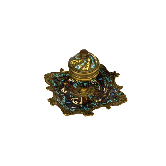 19th Century Napoleon III French Champlevé Inkwell For Sale - Image 5 of 6