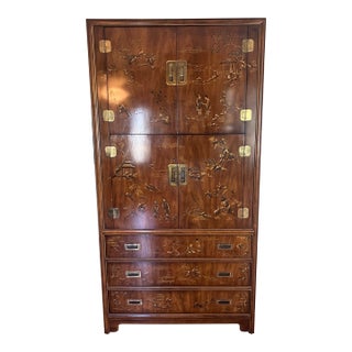 1970’s Drexel Heritage Hollywood Regency Chinoiserie Armoire Dresser For Sale