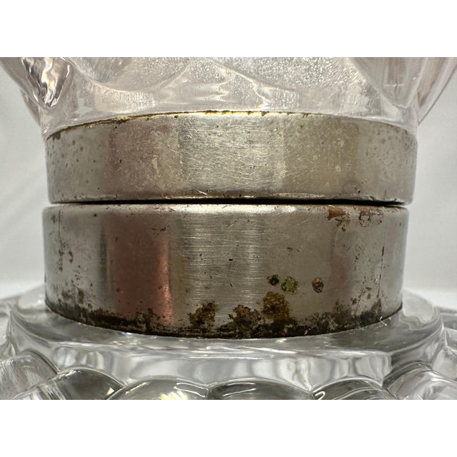 Metal Victorian Swirled Glass Inkwell: Antique Desk Decor For Sale - Image 7 of 10