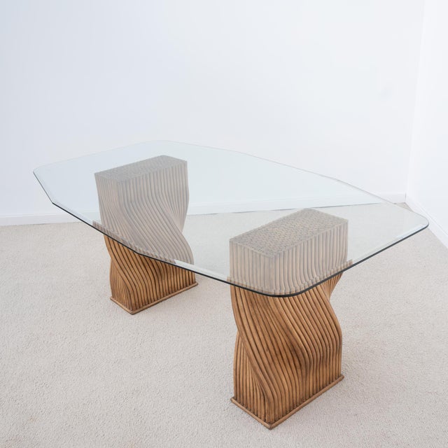 Glass and Bamboo Dining Table, 1970 For Sale - Image 6 of 8