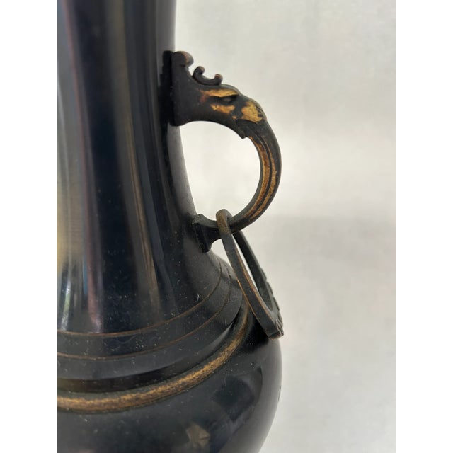 Bronze Antique Ornate Chinese Bronze Four Armed Candelabra For Sale - Image 8 of 11