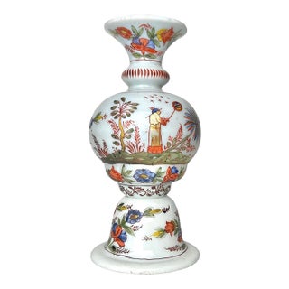 18th Century Enamel Painted Chinoiserie Opalescent Glass Vase For Sale