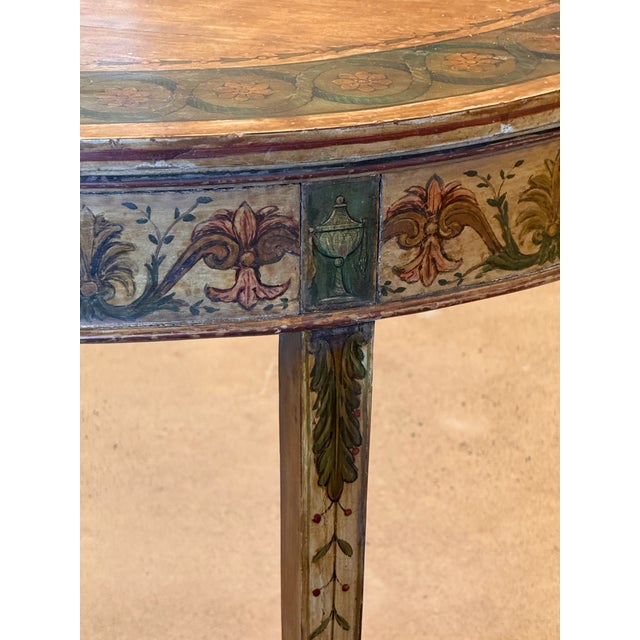 19th Century Italian Painted Demi-Lune Console Table For Sale - Image 9 of 14