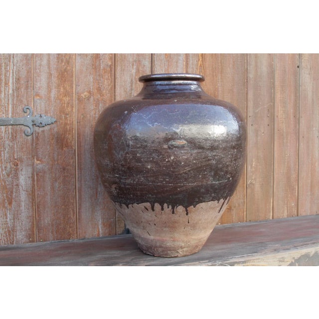 English Antique Large Martaban Glazed Jar For Sale - Image 3 of 7