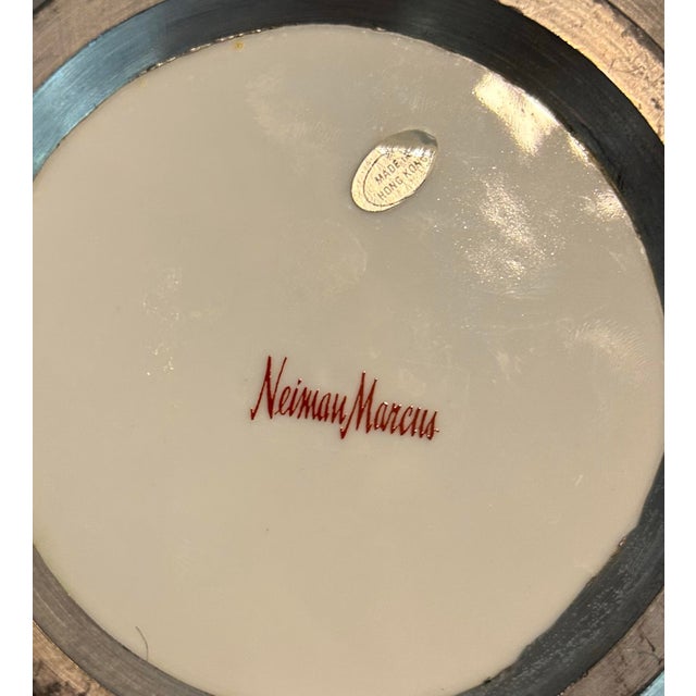 MCM Neiman Marcus Tropical Rainforest Tiger and Toucan Pewter and Ceramic Plates - A Six Piece Set For Sale In Naples, FL - Image 6 of 6