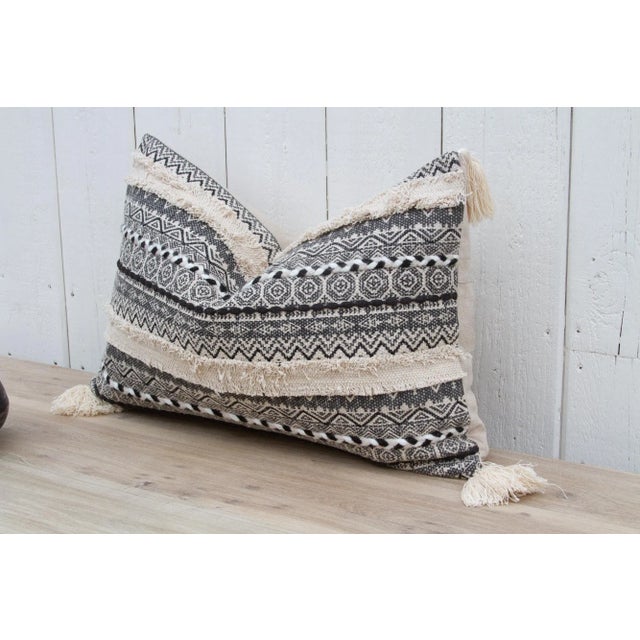Tribal Charcoal Plum Nomadic Moroccan Lumbar Pillow For Sale - Image 3 of 9