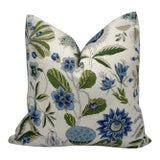 Schumacher Roca Redonda 20x20 Decorative Pillow Cover in Blue and Ivory For Sale