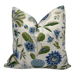Schumacher Roca Redonda 20x20 Decorative Pillow Cover in Blue and Ivory For Sale