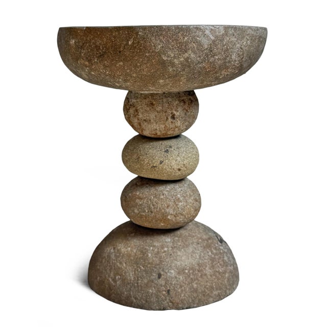 River Rock Stack Outdoor Side Table Stool For Sale - Image 4 of 7
