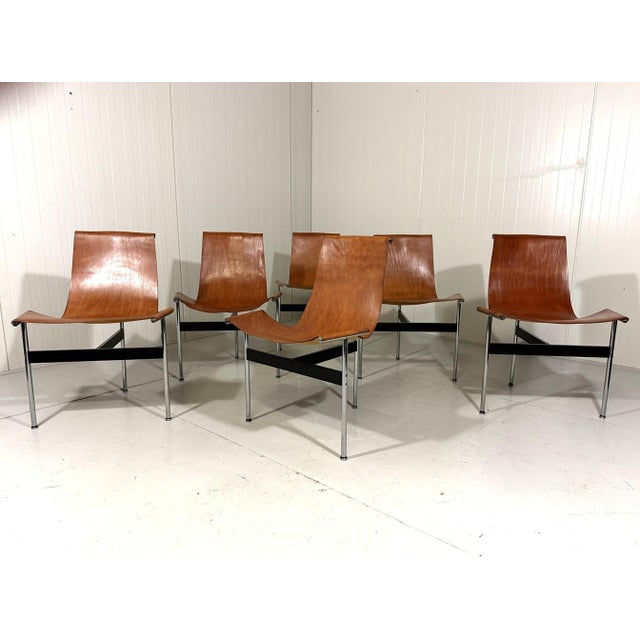 Set of 6 stunning T-chairs by William Katavolos, Ross Littell, and Douglas Kelley for ICF De Padova, Italy (marked) ....