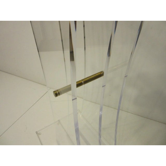 Plastic Charles Hollis Jones Style Lucite & Brass Lectern Podium Hostess Stand For Sale - Image 7 of 10
