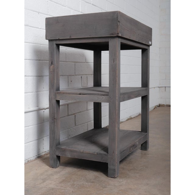 Late 20th Century Rustic Gray Finish Wooden Tray Three-Tier Display Shelf For Sale - Image 4 of 4
