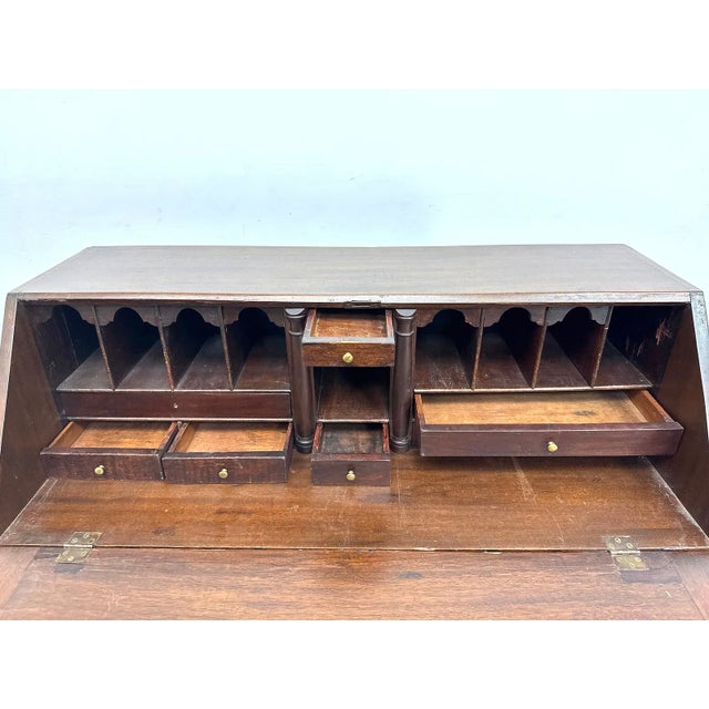 Early 20th Century Antique Chippendale Style Mahogany Block Front Secretary Desk With Shell Carving For Sale - Image 5 of 13
