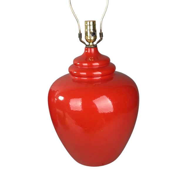 Exceptional matching pair of Royal Haeger high-gloss oxblood red ceramic urn table lamps. Classic mid-century American art...