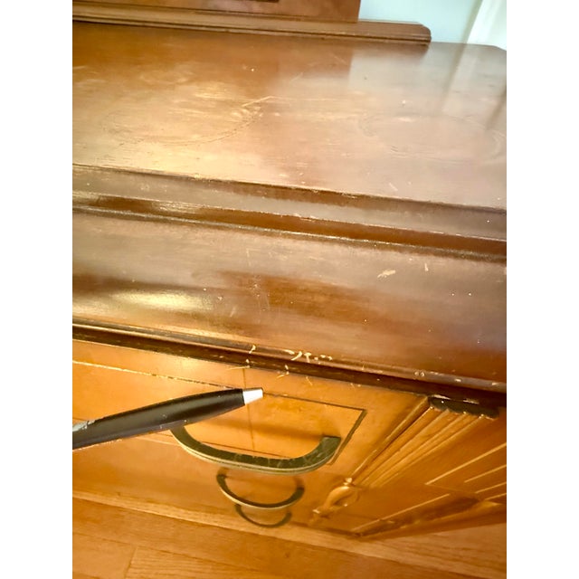 Wood Vintage Art Deco Solid Wood Dresser With Detachable Round Mirror, C. 1920s For Sale - Image 7 of 12