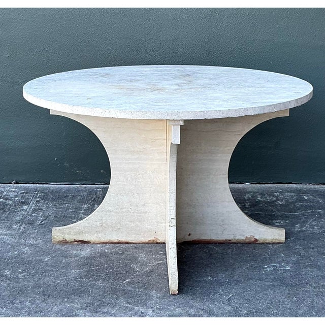 Vintage Boho Travertine Center Hall Table For Sale - Image 4 of 11