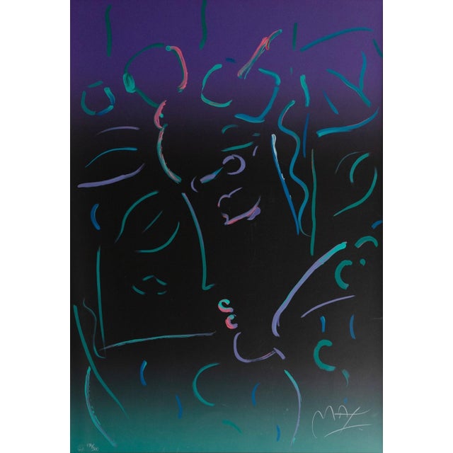 A signed serigraph on paper titled "Midnight Profile" by celebrated Pop artist Peter Max. Hand signed in pencil with an...