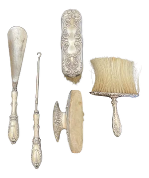 Made in England Sterling Silver Vanity Set, Dating to 1825 - 5 Pieces