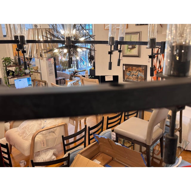 Black Jonathan Browning Industrial Restoration Hardware Fontanelle Round Chandelier For Sale - Image 8 of 12