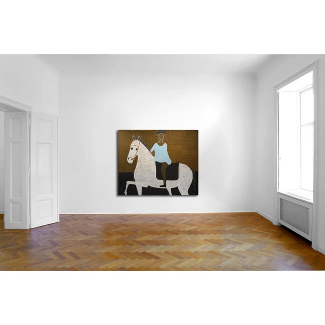 This large figurative oil painting is a reinterpretation of the statue in the Musei Capitolini in Rome, Equestrian statue...