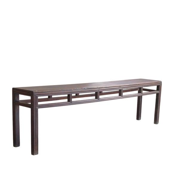 Antique Chinese Elm Console Table, 9.6' Long – Qing Dynasty For Sale - Image 4 of 13