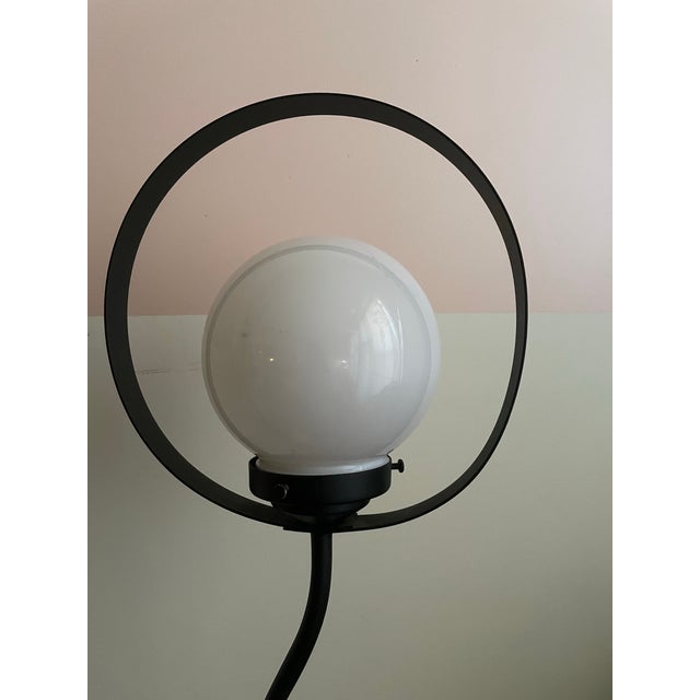 1980s Postmodern Black Metal Triple Globe Floor Lamp With Halo Rings For Sale In Chicago - Image 6 of 8