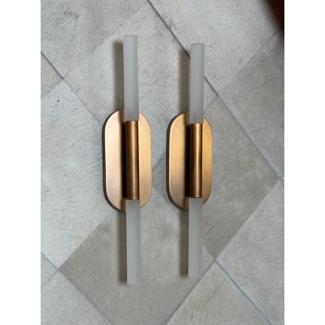 2020s Restoration Hardware Rousseau Vintage Brass Sconces, Pair For Sale - Image 5 of 12