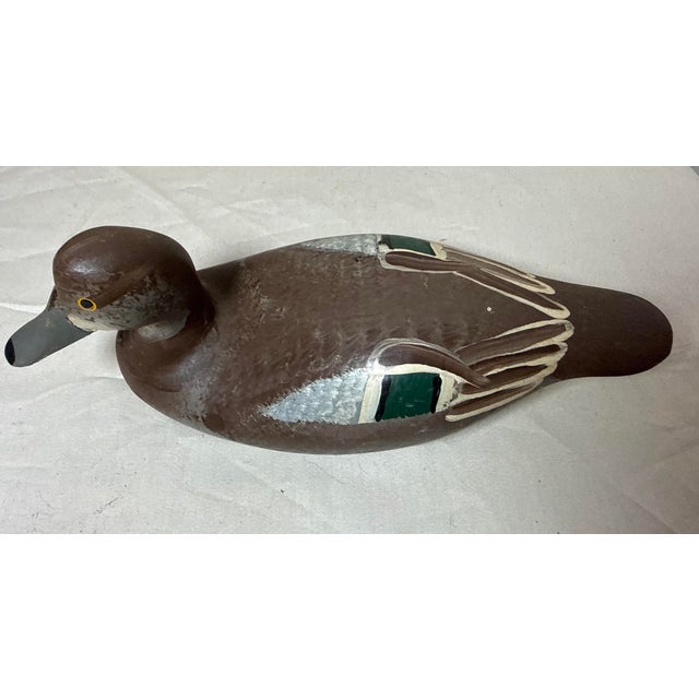 Vintage 1983 Hand Carved Wood Clarence Bauer Miniature Duck Decoy Sculpture For Sale - Image 9 of 9