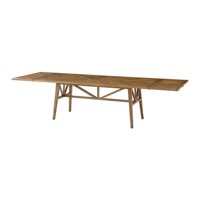 2020s Oak Parquetry Extending Dining Table For Sale - Image 5 of 8