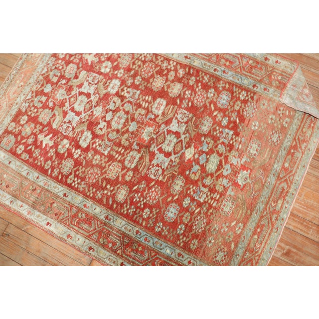 Early 20th Century Zabihi Collection Red Persian Malayer Small Size Square Rug - 3'6" x 4'4" For Sale - Image 9 of 9