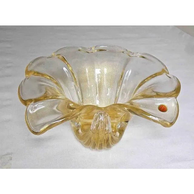 1970's Large Barovier Murano Gold Shell Centerpiece Bowl For Sale - Image 4 of 11