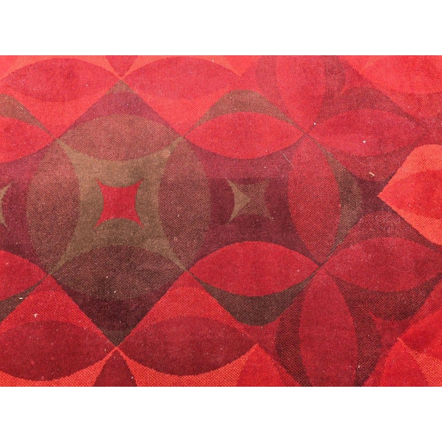 Handwoven in wool, this 5x7 vintage Danish tapestry is a compelling example of 20th-century European textile art....