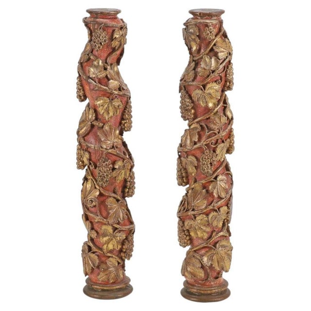 Portuguese Baroque Columns, 1800s, Set of 2 For Sale - Image 5 of 5