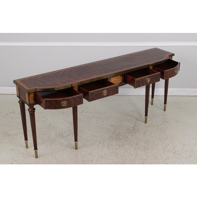 1990s Theodore Alexander Georgian Style Mahogany Inlay Buffet Console Table For Sale - Image 5 of 15
