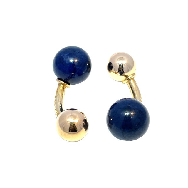 Elevate your accessory game with these stunning Tiffany & Co. Lapis and Gold Ball Cufflinks. Crafted from luxurious 14k...