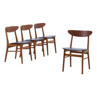 Mid-Century Danish Teak and Leather Chairs from Farstrup Møbler, Set of 4 For Sale