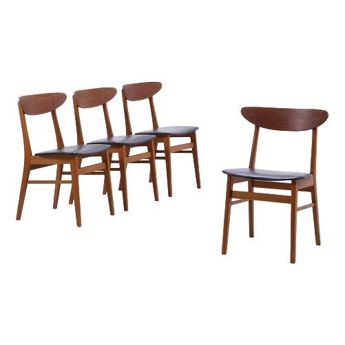 Mid-Century Danish Teak and Leather Chairs from Farstrup Møbler, Set of 4 For Sale