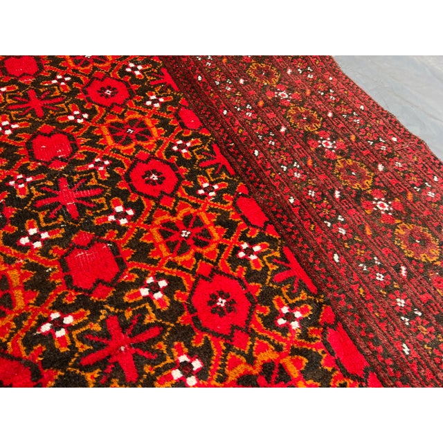 Textile 6'8" X 8'6" Vintage Turkmen Bashiri Soft Rug, Red & Brown Geometric Tribal Wool Pile Area Rug For Sale - Image 7 of 9