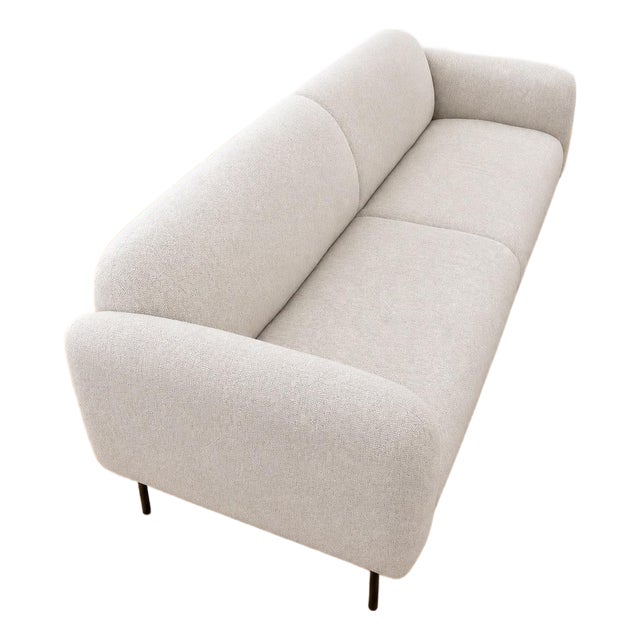 Mid Century Modern Inspired Sofa in Greige Boucle by Nuevo Living For Sale