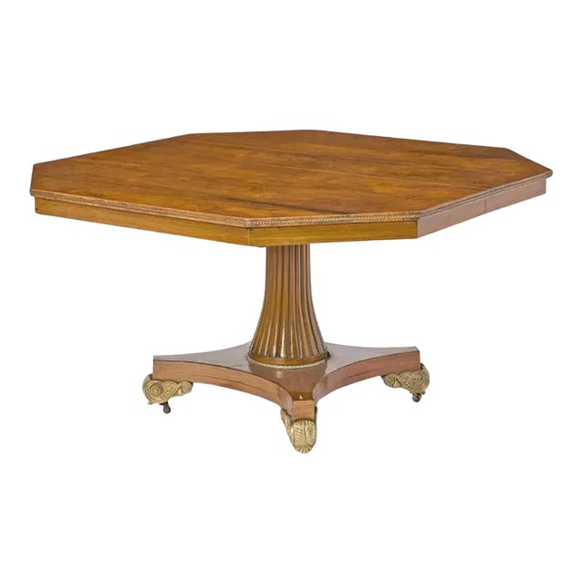 Octagonal Rosewood Dining Table With Gilt and Leaves For Sale