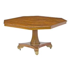 Octagonal Rosewood Dining Table With Gilt and Leaves