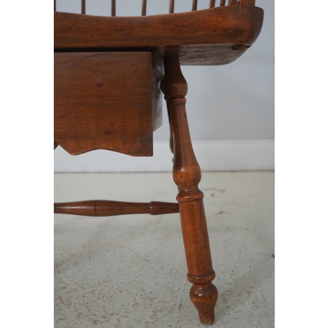 Antique Early American Windsor Writing Desk Armchair With Drawer For Sale - Image 11 of 18