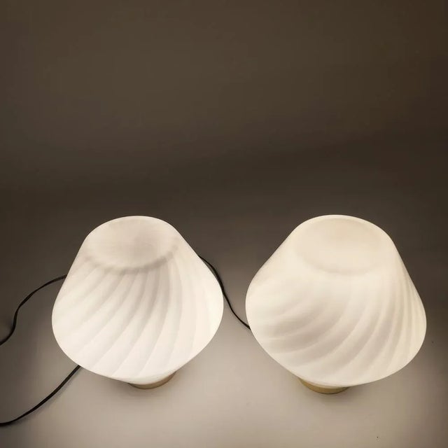Italian Murano Glass Lamps in the style of F. Fabbian, 1970s, Set of 2 For Sale - Image 6 of 9