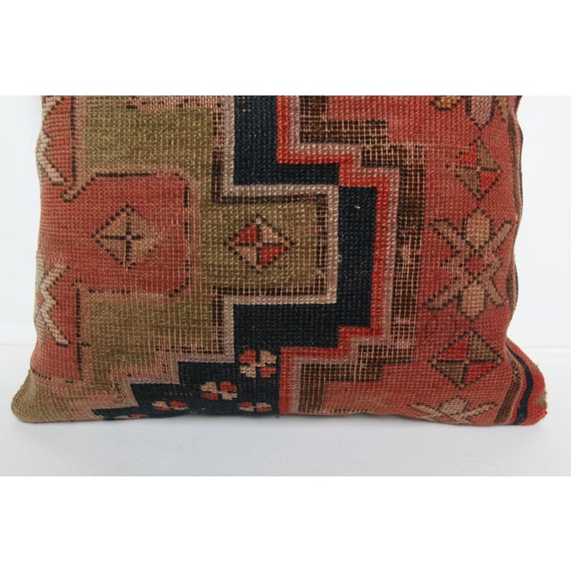 Handwoven Antique Caucasian Kazak Rug Pillow Cover -20'' X 20'' For Sale In Tampa - Image 6 of 10
