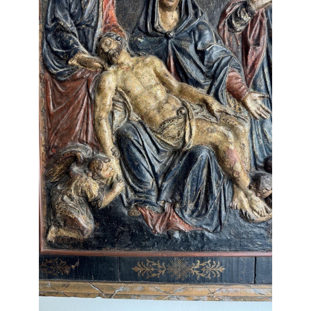 Polychrome Papier-Mâché Depicting the Deposition of Christ with Wood, 1600s For Sale - Image 9 of 18