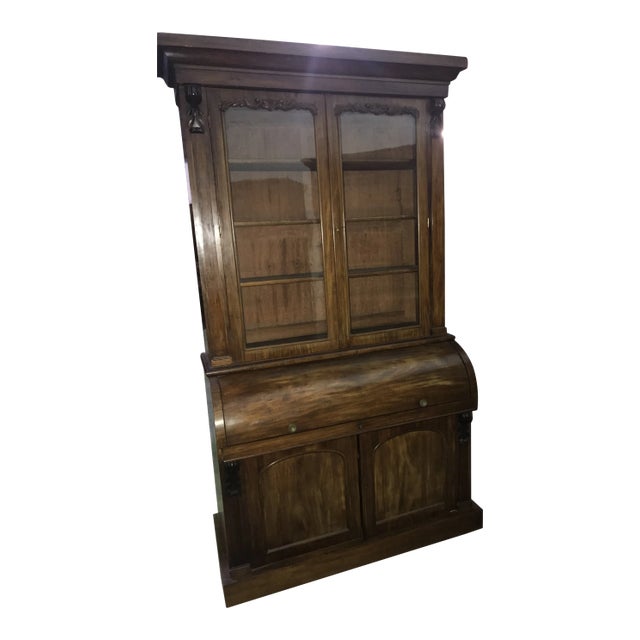 English Mahogany Cylinder Bookcase Circa 1860 For Sale