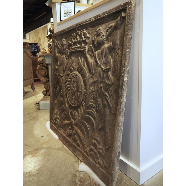 Black Large 17th Century French Cast Iron Heraldic Fireback, the House of Lorraine For Sale - Image 8 of 18