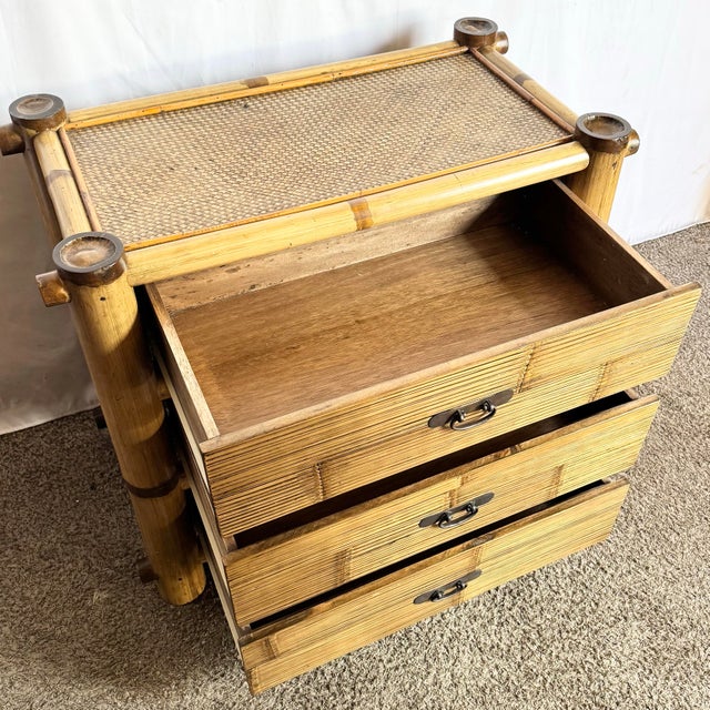 Vintage Boho Chic Chunky Bamboo Chest of Drawers For Sale In Miami - Image 6 of 7