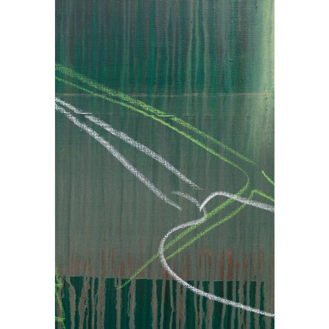 "Monstera Double Shadows Green White" Original Acrylic Painting by Simon Findlay For Sale - Image 6 of 9